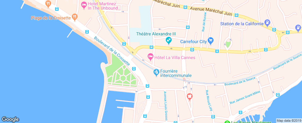 Отель La Villa Cannes Croisette на карте Франции
