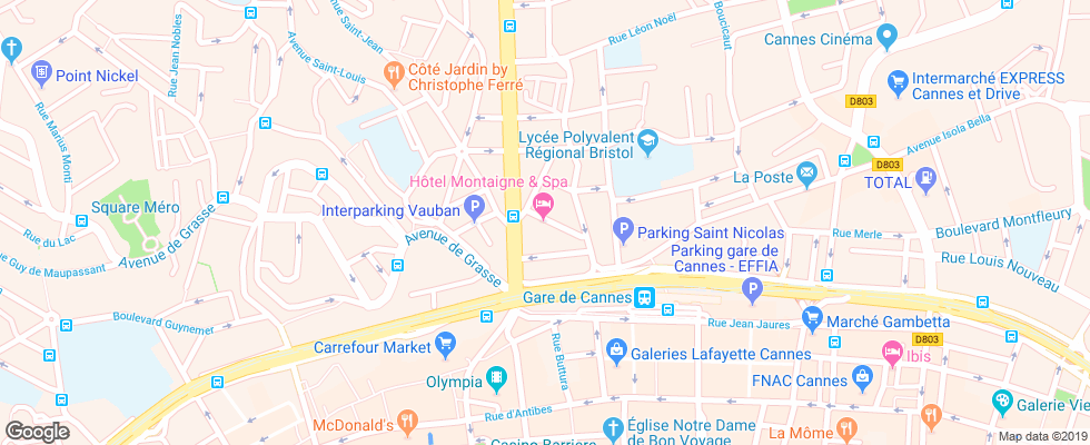Отель Montaigne Cannes на карте Франции