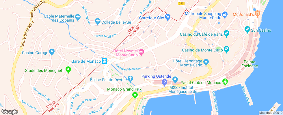Отель Novotel Monte Carlo на карте Франции