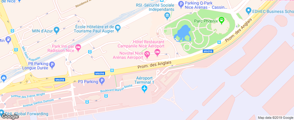 Отель Novotel Nice Arenas Aeroport на карте Франции
