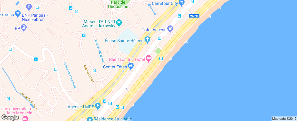 Отель Radisson Blu Nice на карте Франции