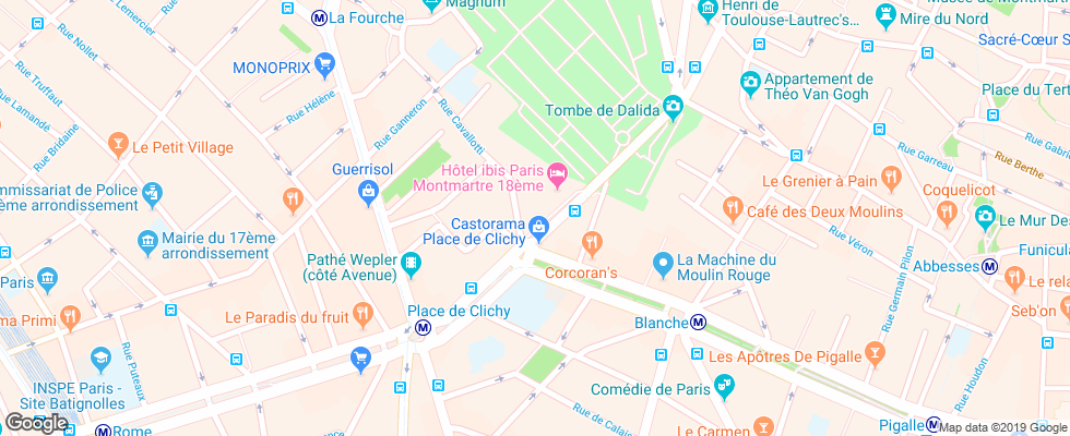 Отель Sacre Coeur Paris Monmartre на карте Франции