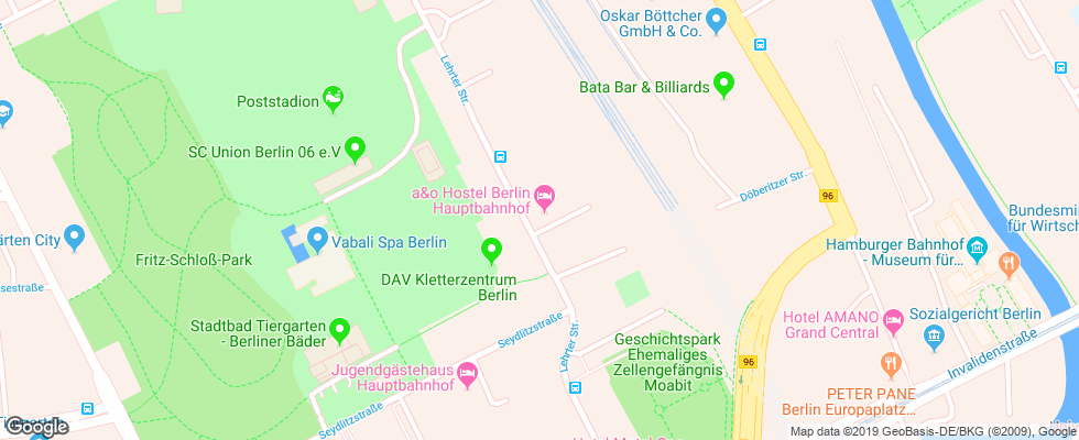 Отель A&o Berlin Hauptbahnhof на карте Германии
