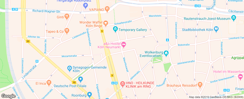 Отель A&o Koln Neumarkt на карте Германии