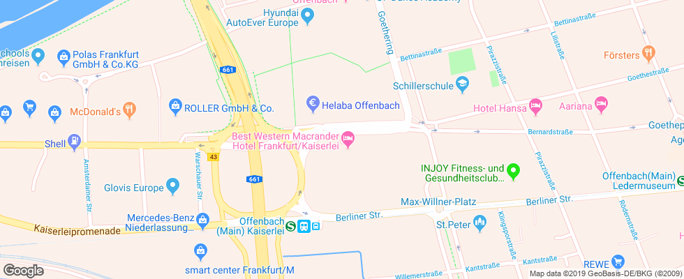 Отель Best Western Macrander Hotel Frankfurt/kaiserlei на карте Германии