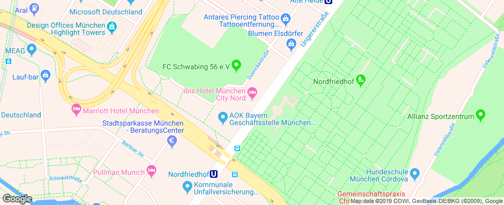 Отель Ibis Muenchen City Nord на карте Германии