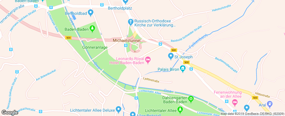 Отель Leonardo Royal Baden Baden на карте Германии