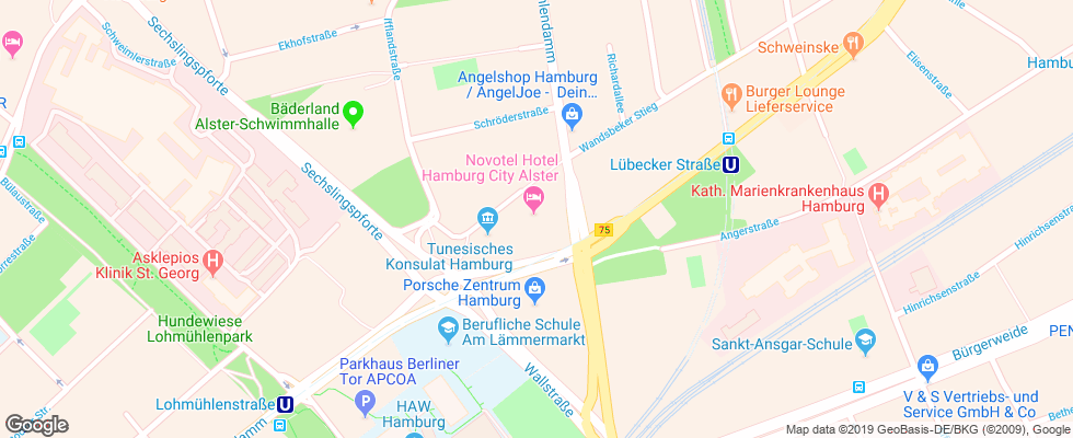 Отель Novotel Hamburg City Alster на карте Германии