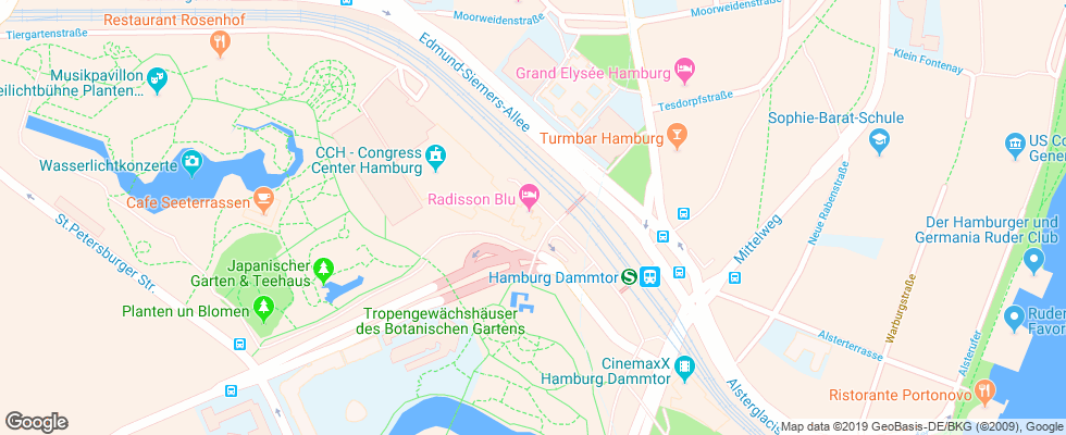 Отель Radisson Blu Hamburg на карте Германии