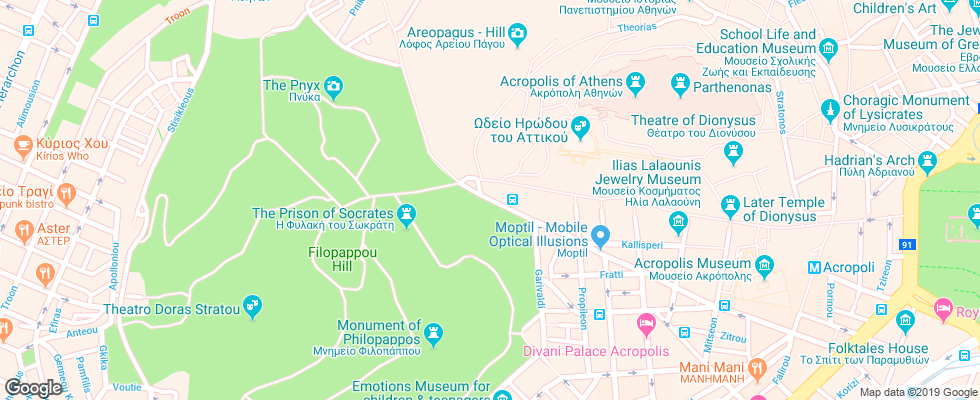 Отель Acropolis Hill Hotel на карте Греции