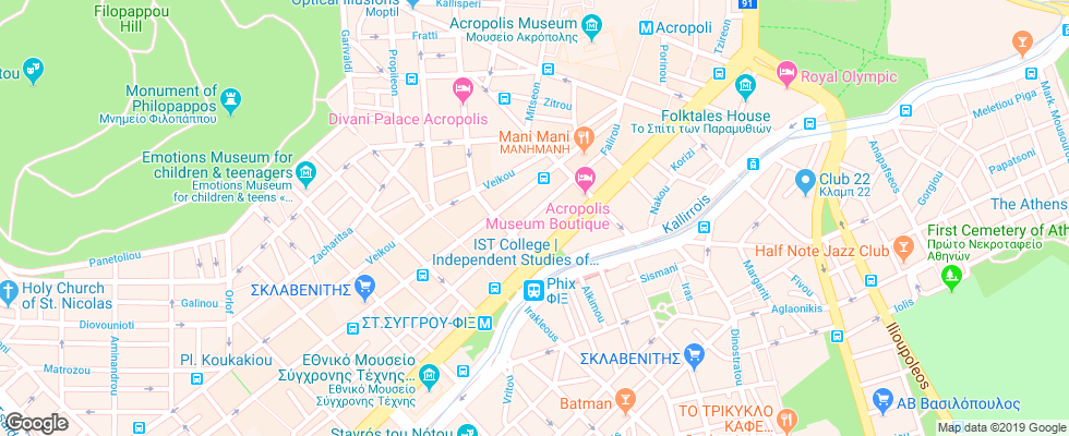 Отель Acropolis Select Hotel на карте Греции