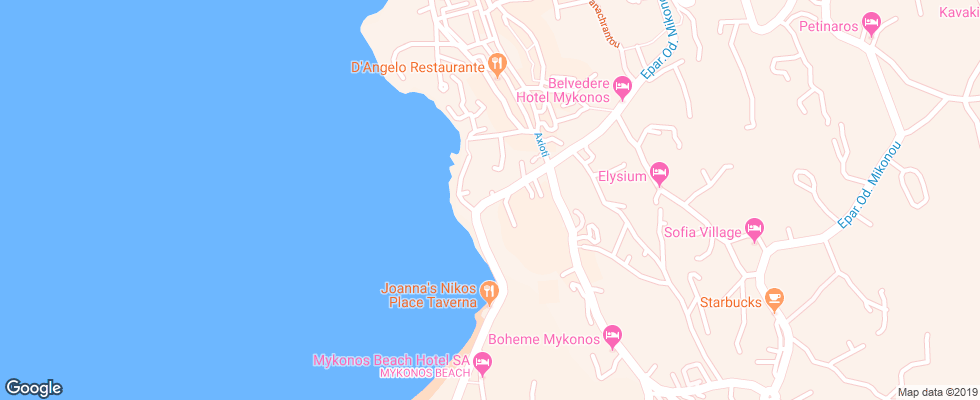 Отель Adonis Mykonos на карте Греции
