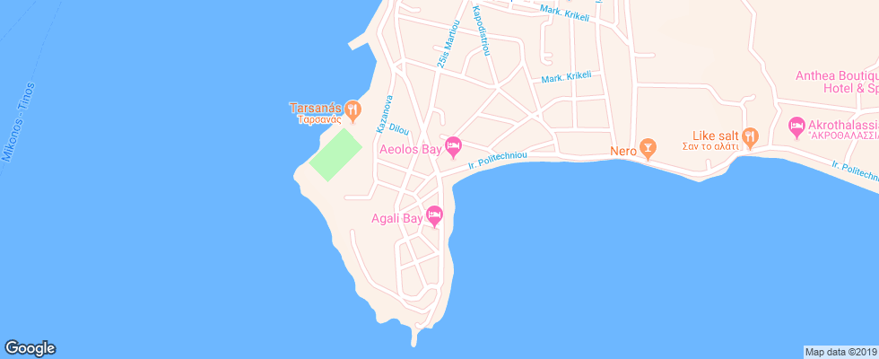 Отель Aeolos Bay Tinos на карте Греции