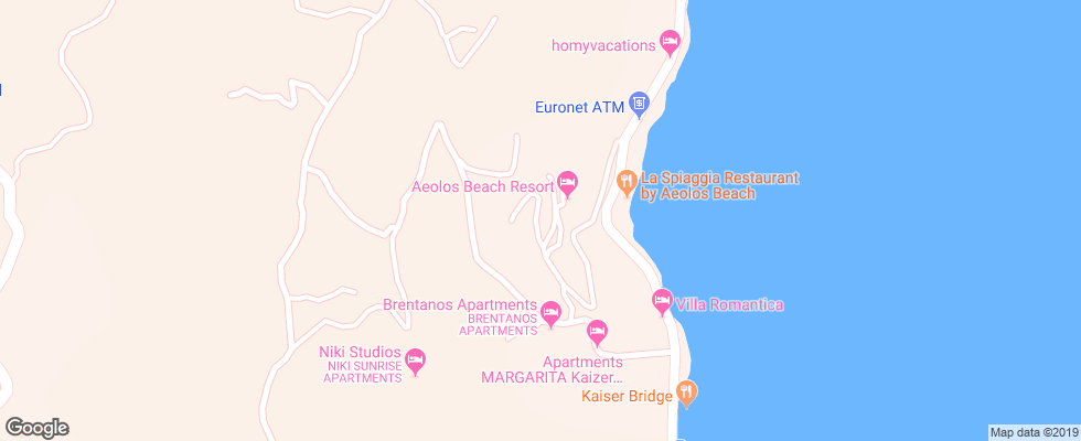 Отель Aeolos Beach Resort на карте Греции