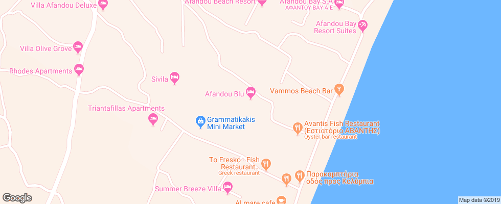 Отель Afandou Blu на карте Греции