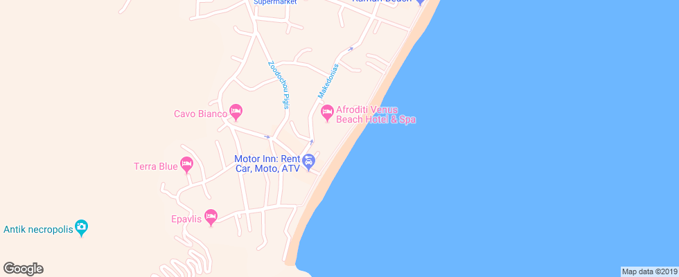 Отель Afroditi Venus Beach Hotel & Spa на карте Греции