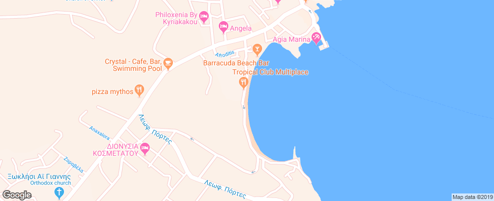 Отель Aigina Karyatides Hotel на карте Греции