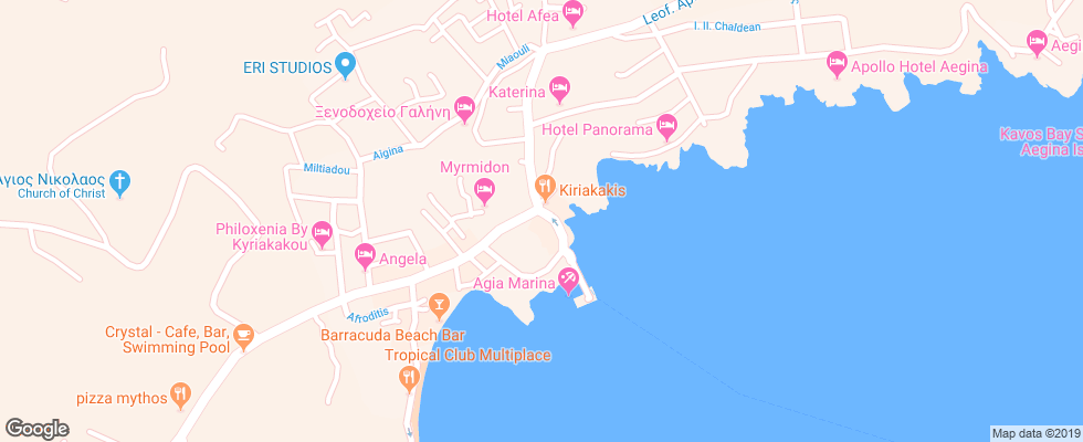 Отель Aigina Katerina Hotel на карте Греции