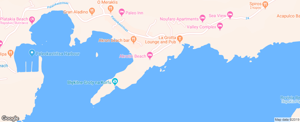 Отель Akrotiri Beach на карте Греции