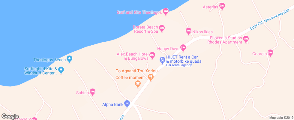 Отель Alex Beach на карте Греции
