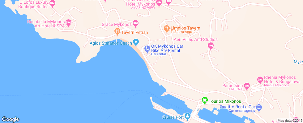 Отель Alkistis Mykonos на карте Греции