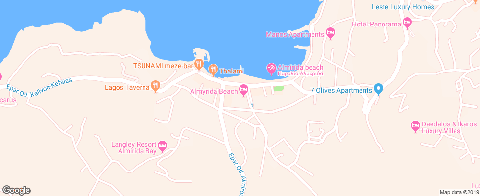 Отель Almyrida Beach Hotel & Studios на карте Греции