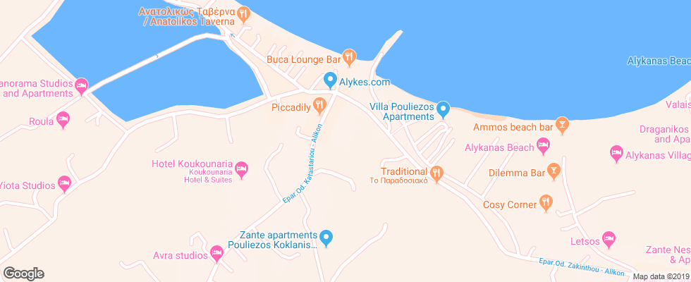 Отель Alykes Park Bungalows Apt на карте Греции