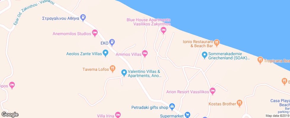 Отель Ammos Villas на карте Греции