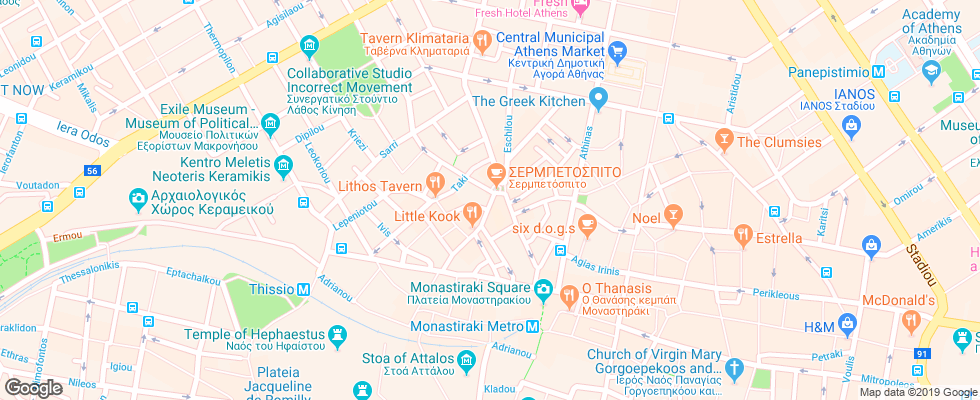 Отель Andronis Athens на карте Греции