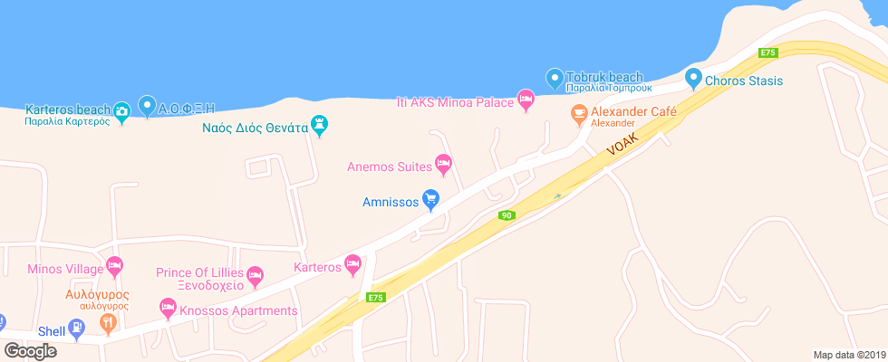 Отель Anemos Suites на карте Греции