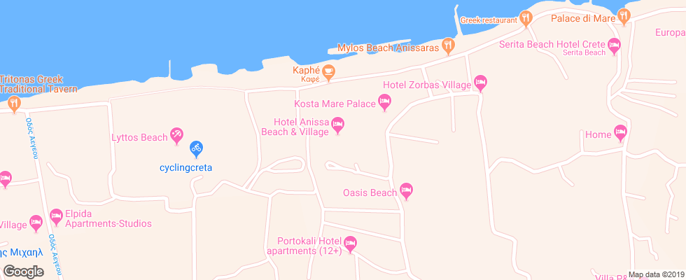 Отель Anissa Beach на карте Греции