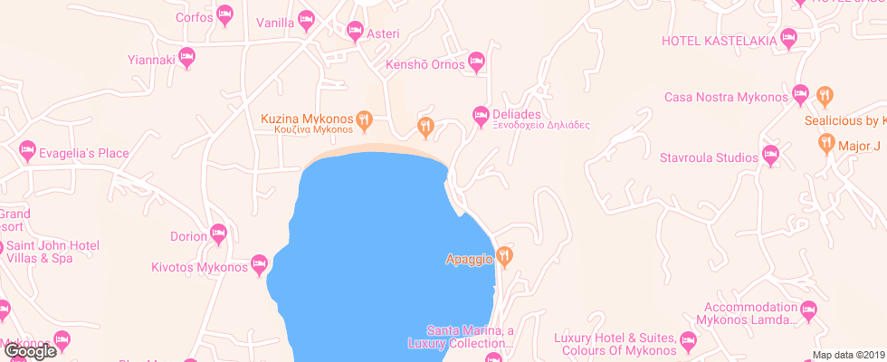 Отель Anixi Mykonos на карте Греции