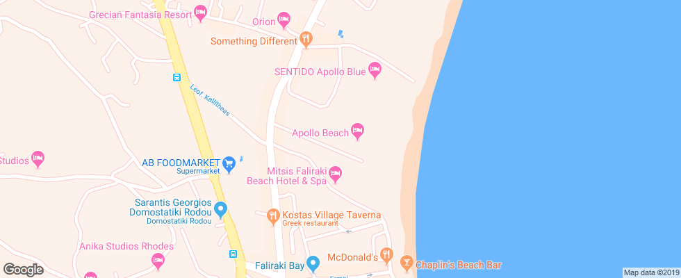 Отель Apollo Beach на карте Греции