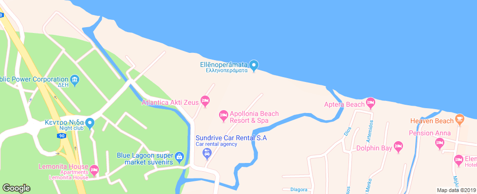 Отель Apollonia Beach Resort & Spa на карте Греции