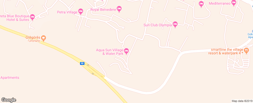 Отель Aqua Sun Village на карте Греции