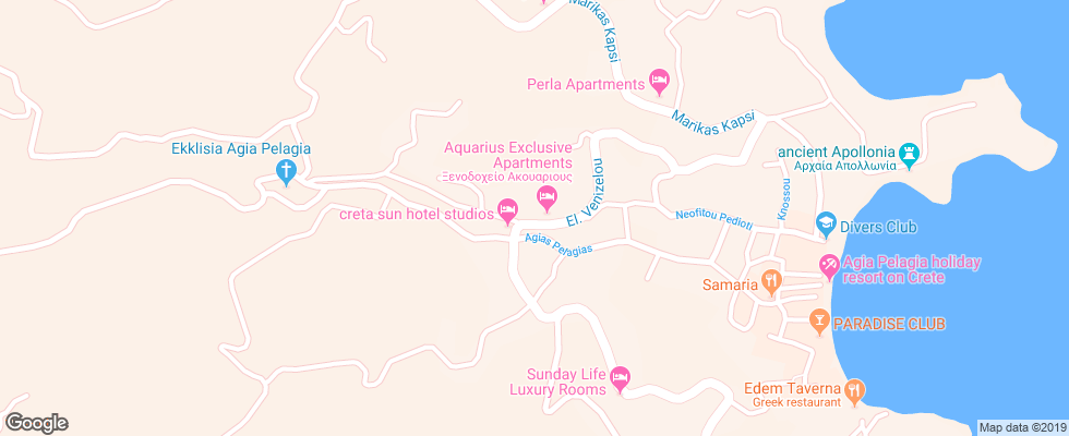 Отель Aquarius Hotel Apartments на карте Греции