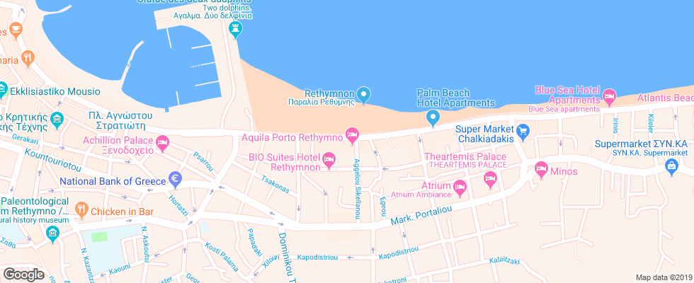 Отель Aquila Porto Rethymno Hotel на карте Греции