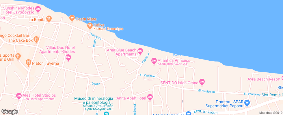 Отель Area Blue Beach Apartment на карте Греции