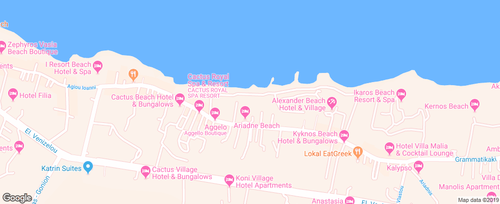 Отель Ariadne Beach на карте Греции