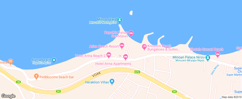 Отель Arina Beach на карте Греции