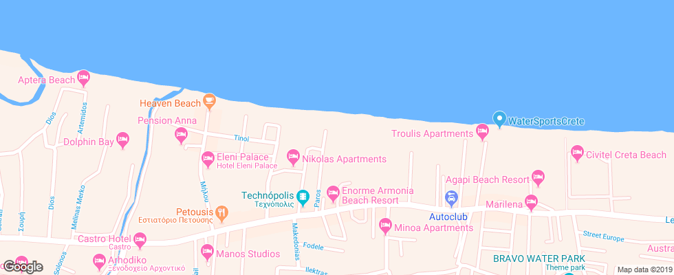Отель Armonia Beach на карте Греции