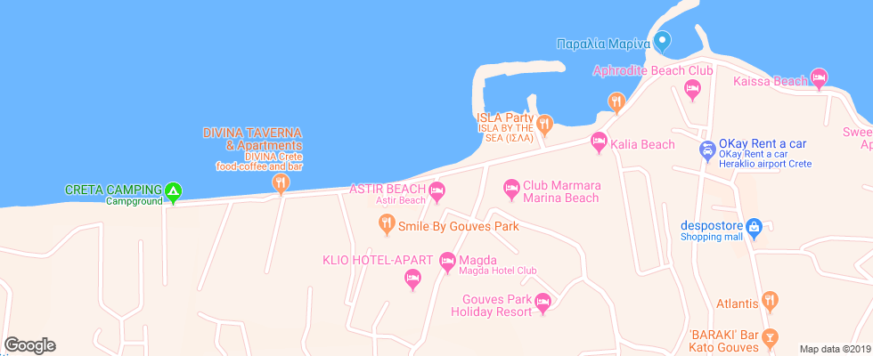 Отель Astir Beach Crete на карте Греции