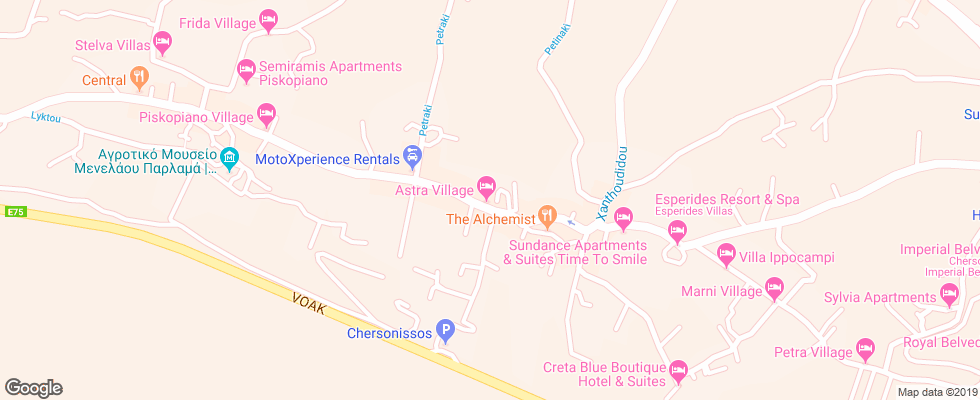 Отель Astra Village Apartments на карте Греции