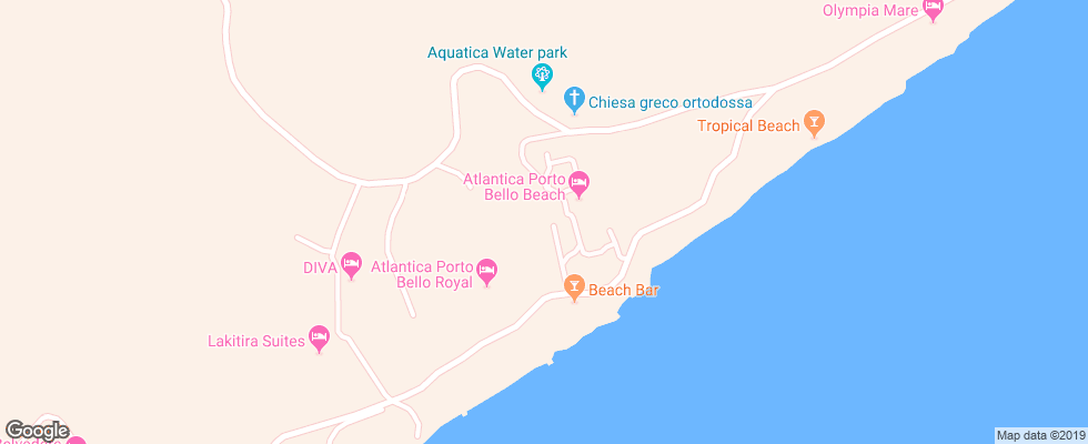 Отель Atlantica Club Porto Bello Beach на карте Греции