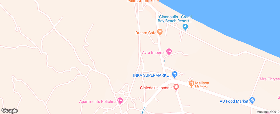 Отель Avra Imperial Beach Resort & Spa на карте Греции