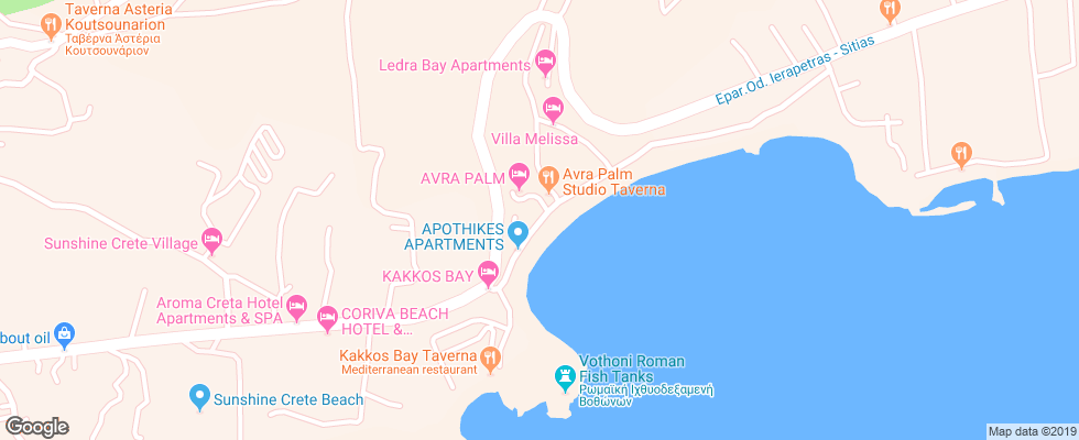 Отель Avra Palm на карте Греции