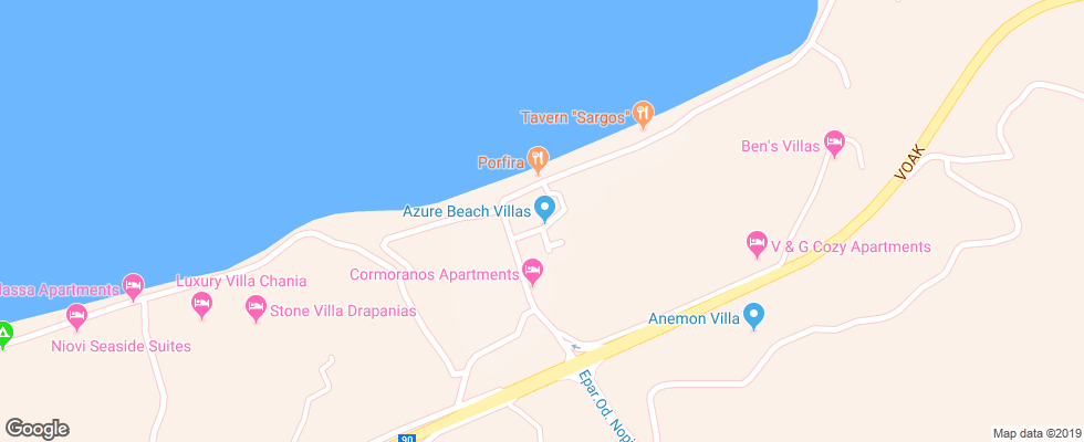 Отель Azur Beach Villas на карте Греции