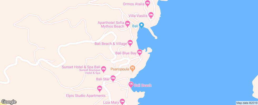 Отель Bali Beach & Village на карте Греции