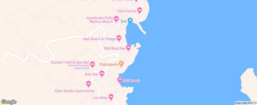 Отель Bali Blue Bay на карте Греции