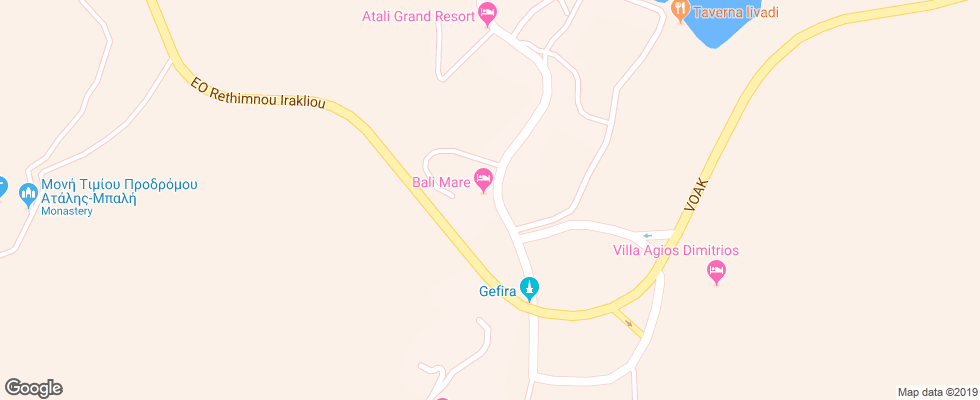 Отель Bali Mare & Villa на карте Греции